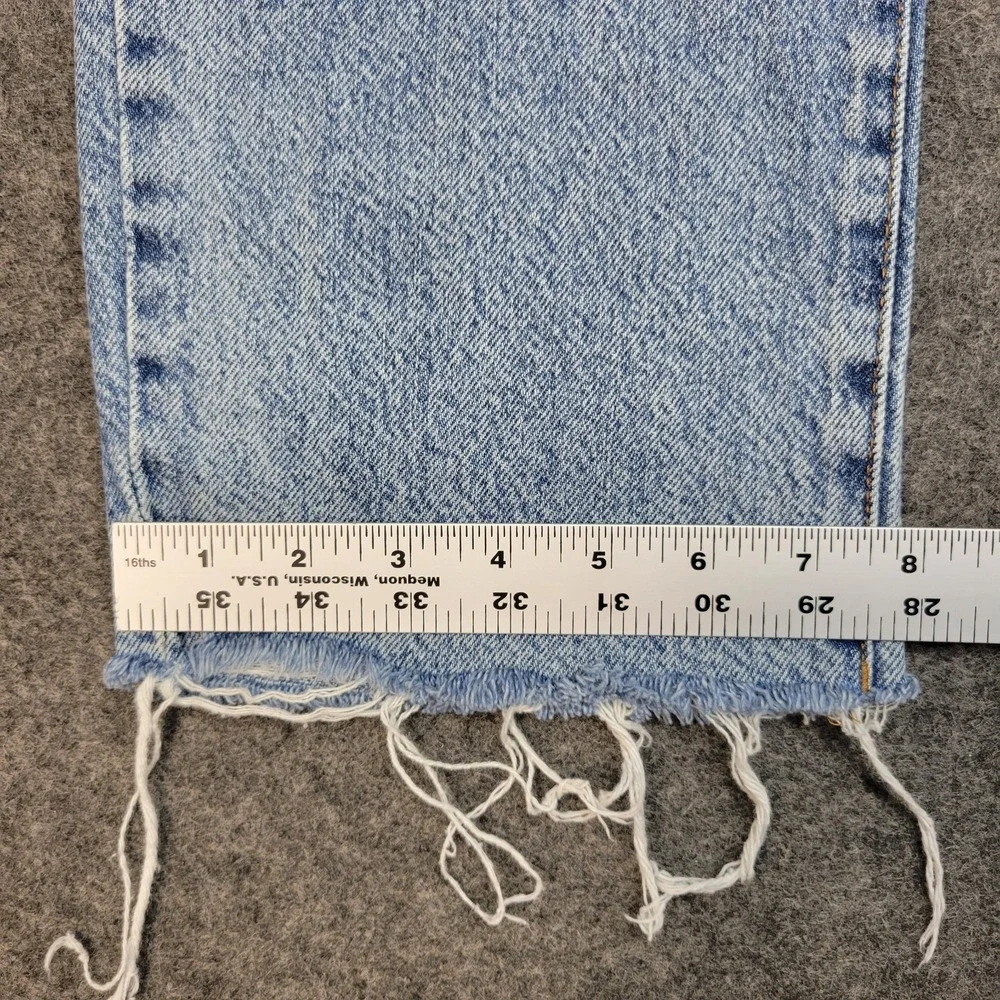 Cotton On Jeans Womens 8 Blue Denim Distressed Original Straight Leg Frayed Hem
